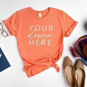 Bella Canvas 3001 Heather Orange Mockup |  Heather Orange T Shirt Mockup | 3001  Heather Orange Mockup | Shirt Mockup | Bella Canvas Mockup