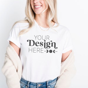 Bella Canvas 3001 Mockup | Bella Canvas White Shirt | Tshirt Mockup | White Shirt Mockup | Model Mockup | Spring Shirt Mockup