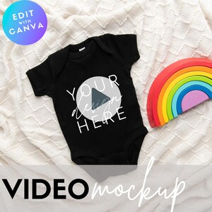 Rabbit Skins 4400 Mockup | Video Mockup | Black Baby Bodysuit Mockup | Baby Mockup | Rabbit Skins Mock Up Baby