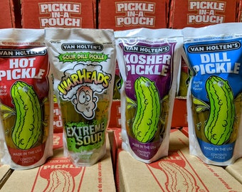 Van Holten's Jumbo Pickle Selection featuring Dill Pickle, Hot Pickle, Warheads Sour & Kosher Garlic Pickles