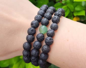 Lava Stone Beaded Bracelet - Stretchy