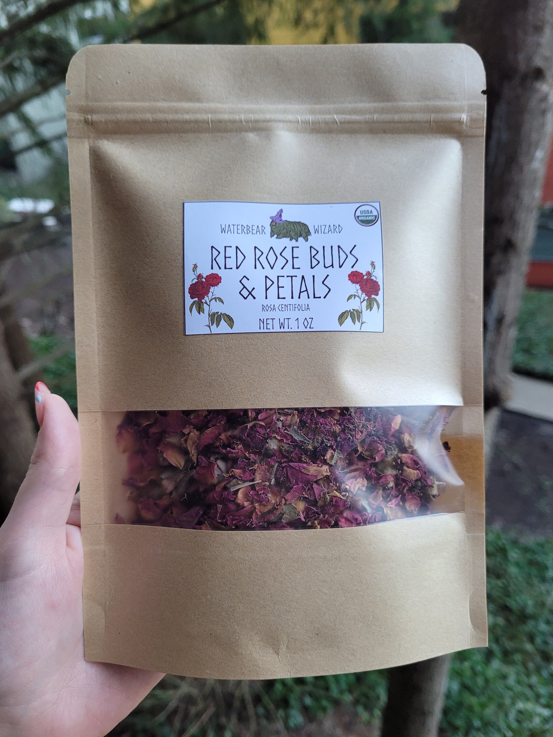 Organic Red Rose Buds & Petals - 1oz