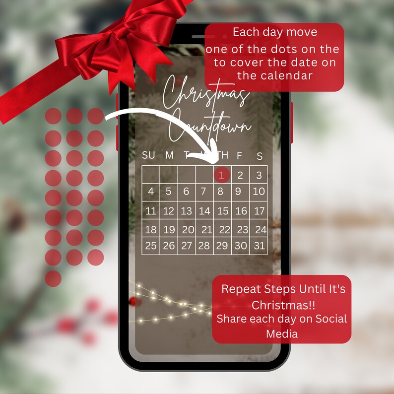 Christmas Advent Calendar Countdown for Holiday Social Media Etsy