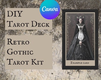 Retro Gothic Tarot Card Template | DIY Make Your Own Tarot Card Deck | 78 Printable Tarot Cards | Easy Canva Template Tutorial