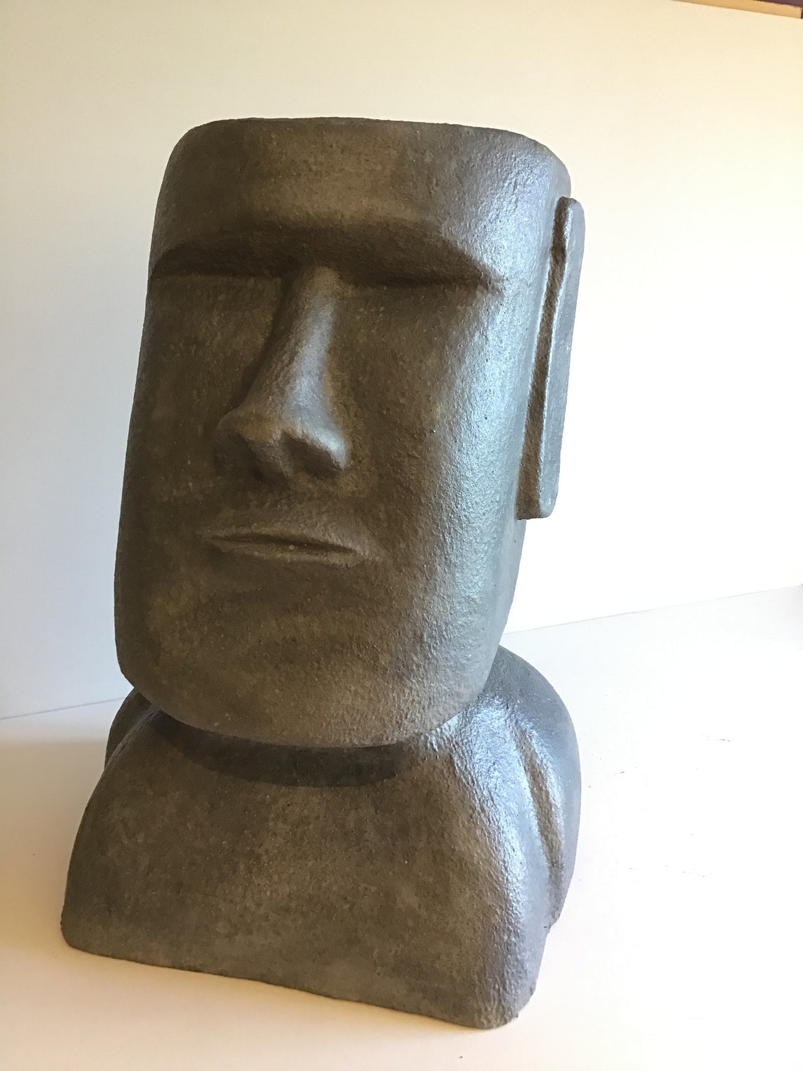Large Moai head garden sculpture stone head Easter island Etsy