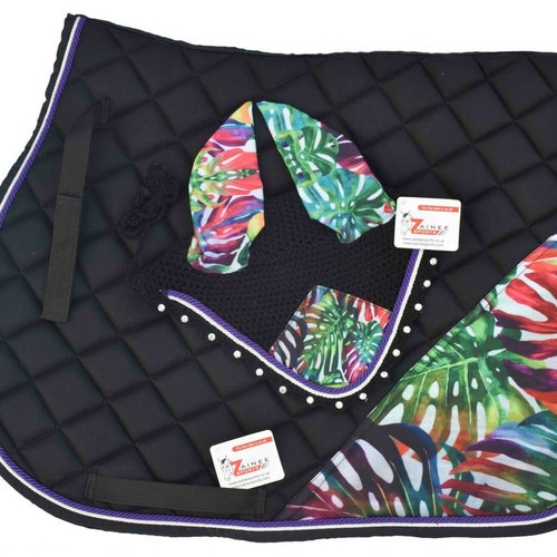Horse English Saddle Pad Set Matching Fly Veil Ear Net Etsy