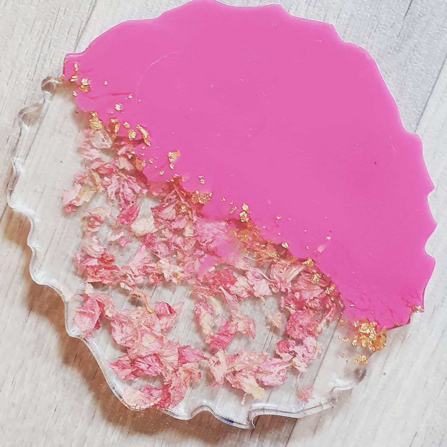 Resin Nail Art Palette/Trinket Tray Pink with Petals Etsy