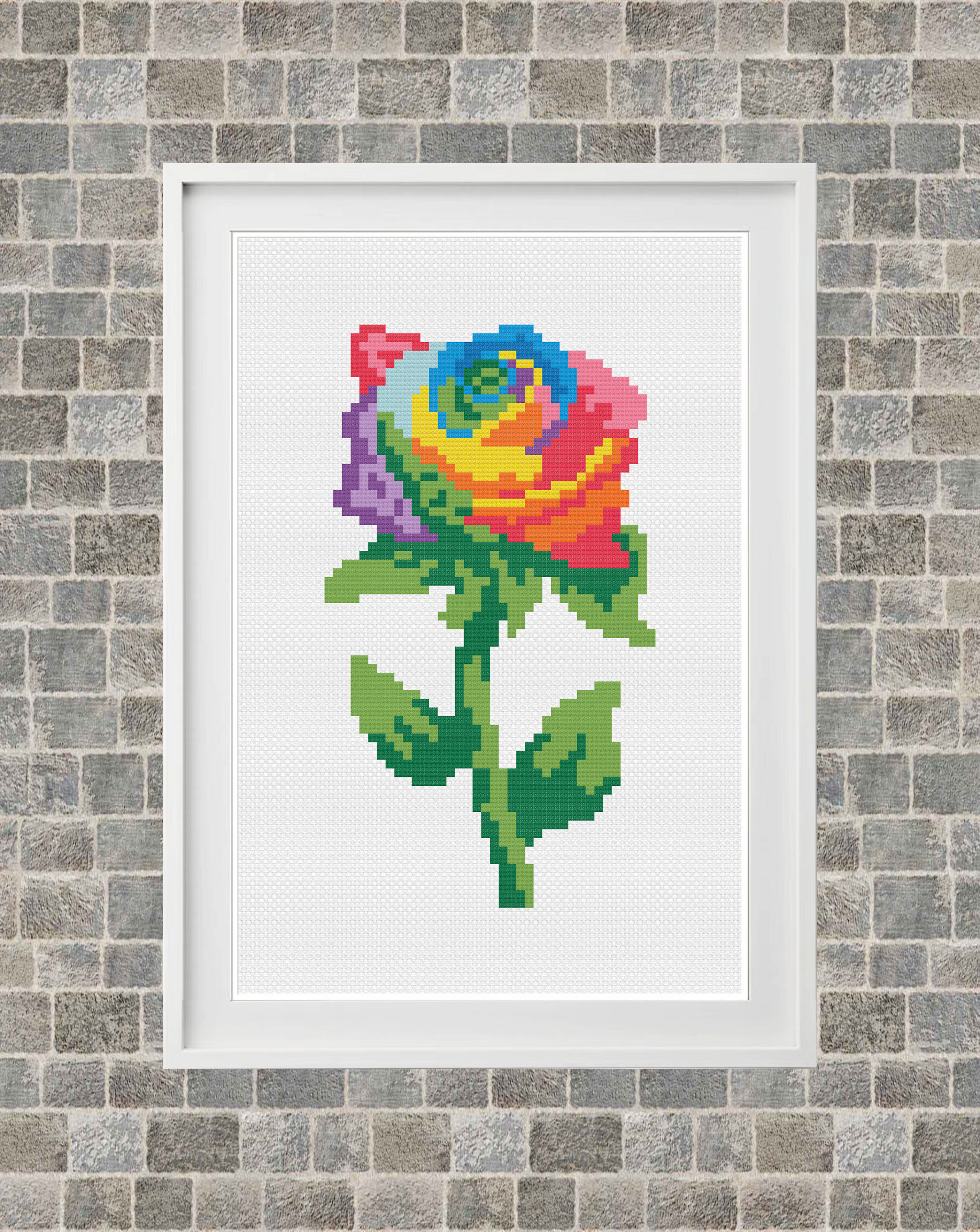 Colourful Rose Cross Stitch Pattern / Instant Download PDF - Etsy España