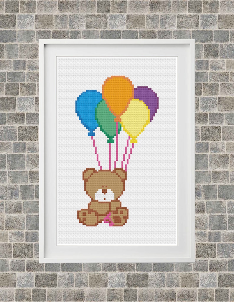 Teddy Bear Cross Stitch Pattern / Instant Download PDF Pattern Etsy