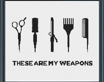 Ce sont mes armes Cross Stitch Pattern / Instant Download PDF File / Hair / Hair Dressing