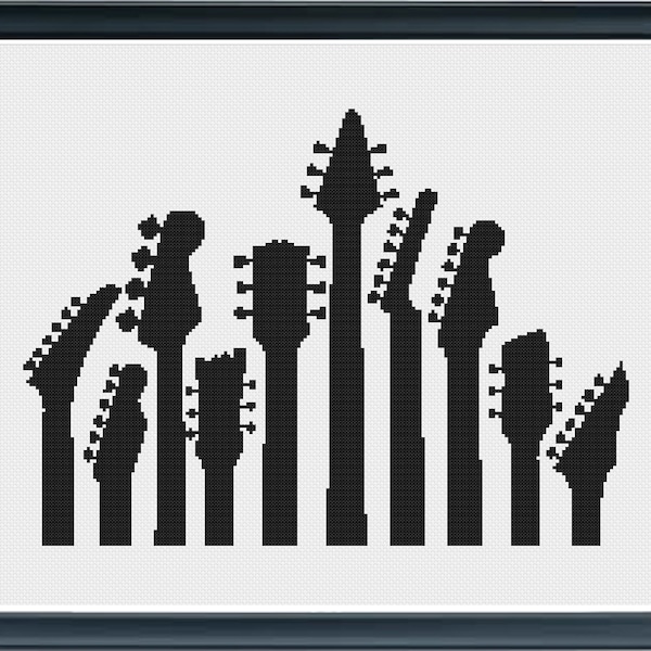 Guitar Handles Cross Stitch Pattern / Instant PDF Download / Guitar / Music / Fretboard / Neck