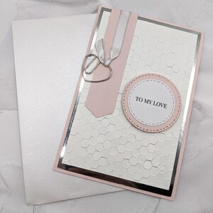 4 x 6 po, carte de Saint-Valentin, carte de Saint-Valentin rose, carte de Saint-Valentin, carte de Saint-Valentin en relief, carte 3D, carte de voeux