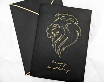 Gold Foil Lion Birthday Greeting Card