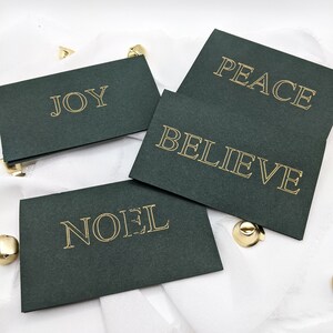 Set van 4 mini-kerstkaarten, kerstkaarten, kerstfoliekaarten, groene kerstkaarten, kleine kerstkaarten, kerstkaartenpakket
