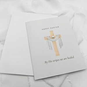4 x 5 pouces, carte de Pâques, carte de Pâques religieuse, croix de Pâques, grâce à ses rayures, nous guérissons, carte de voeux, Pâques, Joyeuses Pâques, cadeau de Pâques
