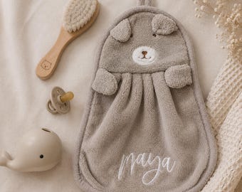 Personalized Baby Bear Hand Towel, Custom Baby Towel, Baby Shower Gift