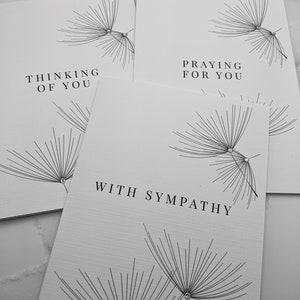 Cartes de sympathie, 17 x 20 cm, carte Penser à vous, carte Prier pour vous, carte de condoléances, carte de deuil, lot de cartes