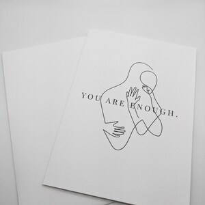 Vous êtes assez de cartes, 5 x 7 pouces, carte d'encouragement, carte d'inspiration, carte de voeux, carte générale, carte minimale, jeu de cartes de cartes de dessin au trait