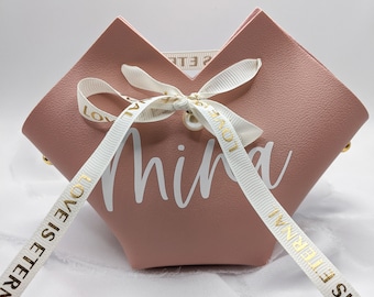 Sacola de presente personalizada em PVC rosa: aniversário, data comemorativa