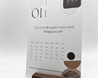 2026 Linen Paper Calendar, Minimalist Christian Bible Verse Calendar