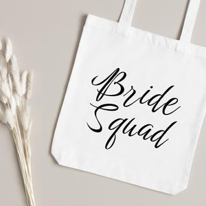 Bride Squad Tote Bag, Bridesmaid Tote Bag, Wedding Tote Bag, Wedding Bag, Wedding Gift, Bridesmaid Gift, Minimal Tote Bag