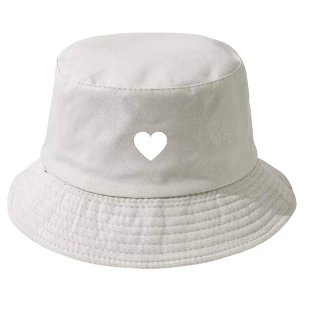 Bucket Hat, Beige Bucket Hat, Heart Bucket Hat, Minimal Hat, Minimal