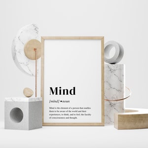 Definition Art Print, Mind Definition Print, Dictionary Art, Mental Health Print, Minimal Print, Wall Art, Aesthetic Decor
