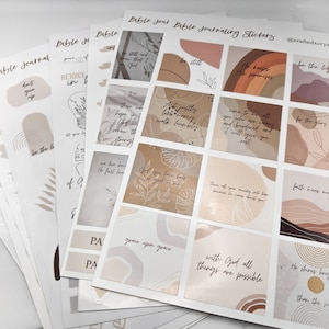 6-Page Full Sheet Bible Journaling Stickers, Neutral Bible Stickers, Aesthetic Bible Stickers, Minimal Christian Stickers, Bible Journaling