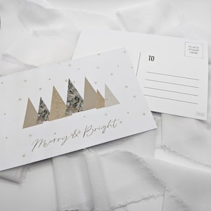 Paquet de 5 cartes postales de Noël, Carte postale de Noël, Carte postale des fêtes, Carte postale minimale, Carte postale, Carte de sapin de Noël, Cadeau