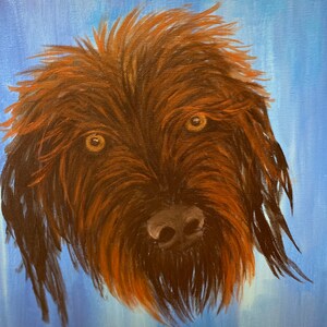 Custom 12”x12” acrylic painting of your dog on canvas.