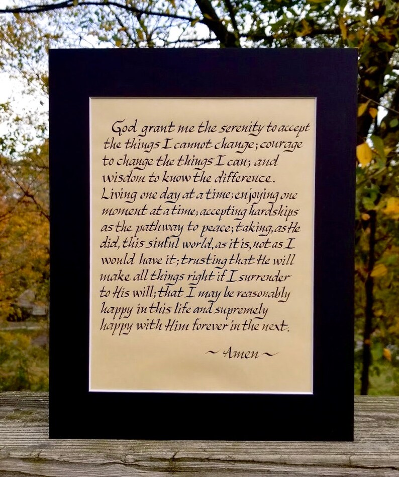 serenity prayer full long version calligraphy print 11 x 14 etsy