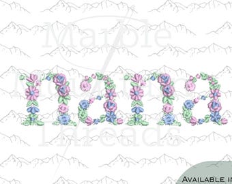 Floral Nana Embroidery Design, Nana Wildflower Embroidery, Floral