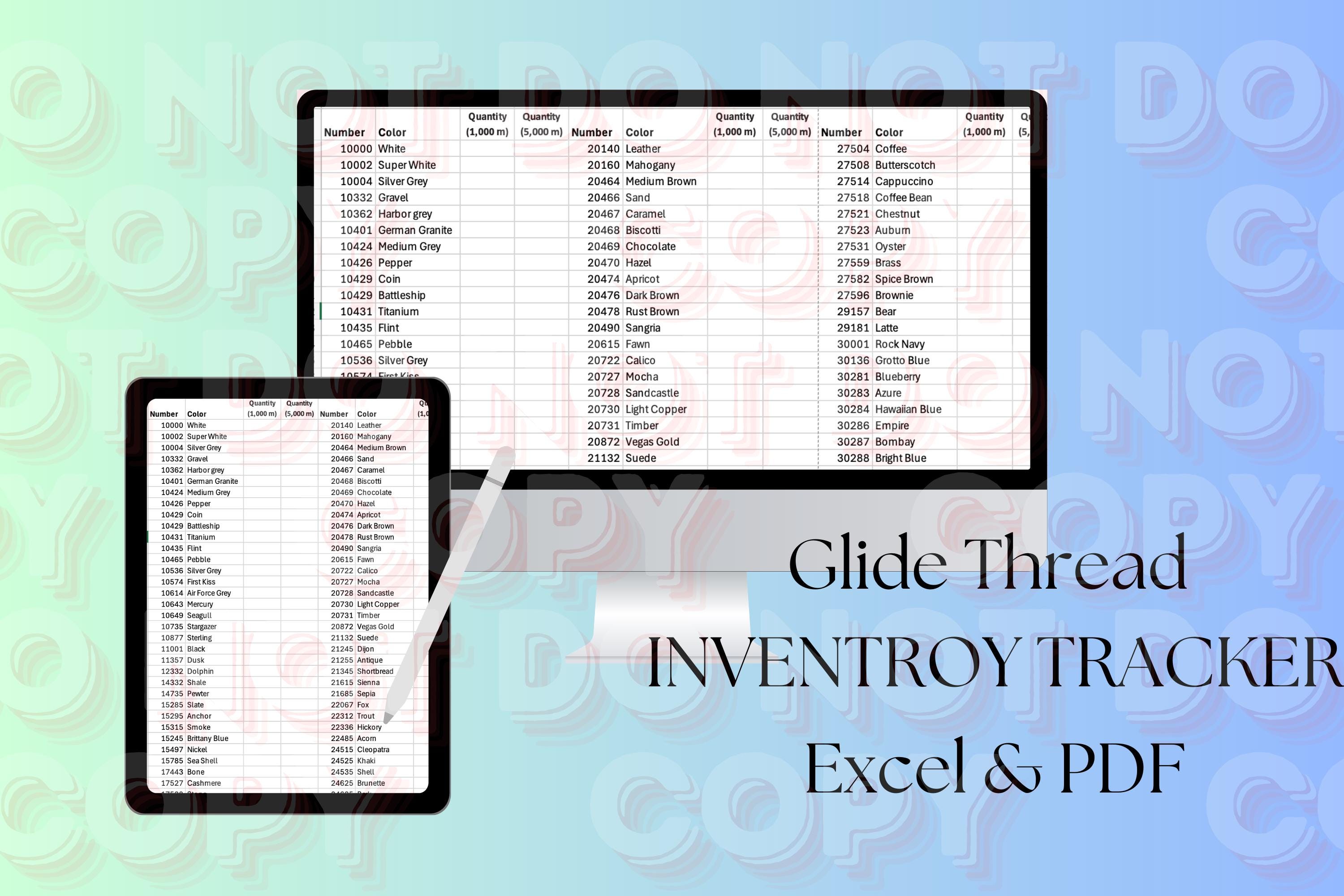 Thread Raker Glide Thread Tracker- DIGITAL-PDF&EXCEL- Thread Inventory - Etsy