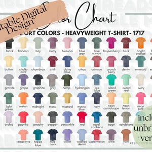 CANVA EDIT - Comfort Colors 1717 Color Chart - Comfort Colors T-shirt 1717 Color Guide