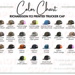 112p Richardson 112P Trucker Hat Color Chart CANVA EDIT - Etsy