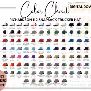 Canva Edit - Richardson 112 Snapback Hat Color Chart - Richardson Hat Color Guide