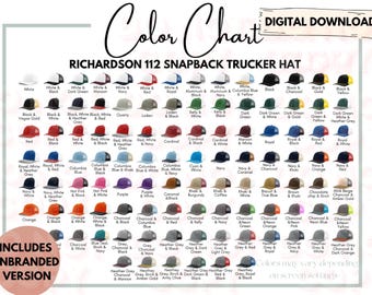 Richardson 112 Hat Color Chart: Snapback Trucker CANVA EDIT