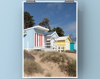 Mills Beach bathing boxes Mornington MORNINGTON PENINSULA Photographic Print