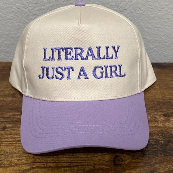 Literally Just A Girl Embroidery Two Tone Trucker Hat, Literally Just A Girl Embroidered Trucker Hat, Literally Just A Girl, Embroidered Hat