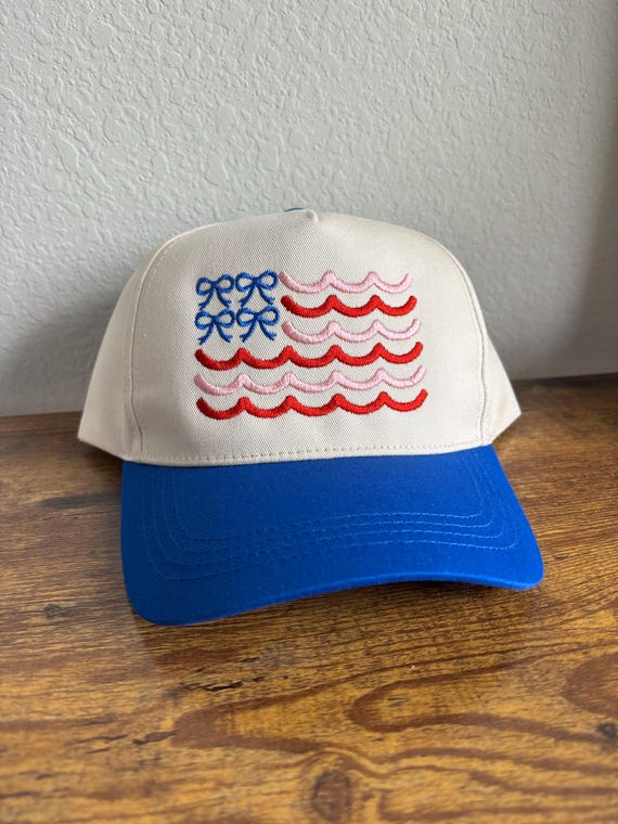 USA Flag Embroidered Two-tone Canvas Trucker Hat, USA Flag  display picture 2