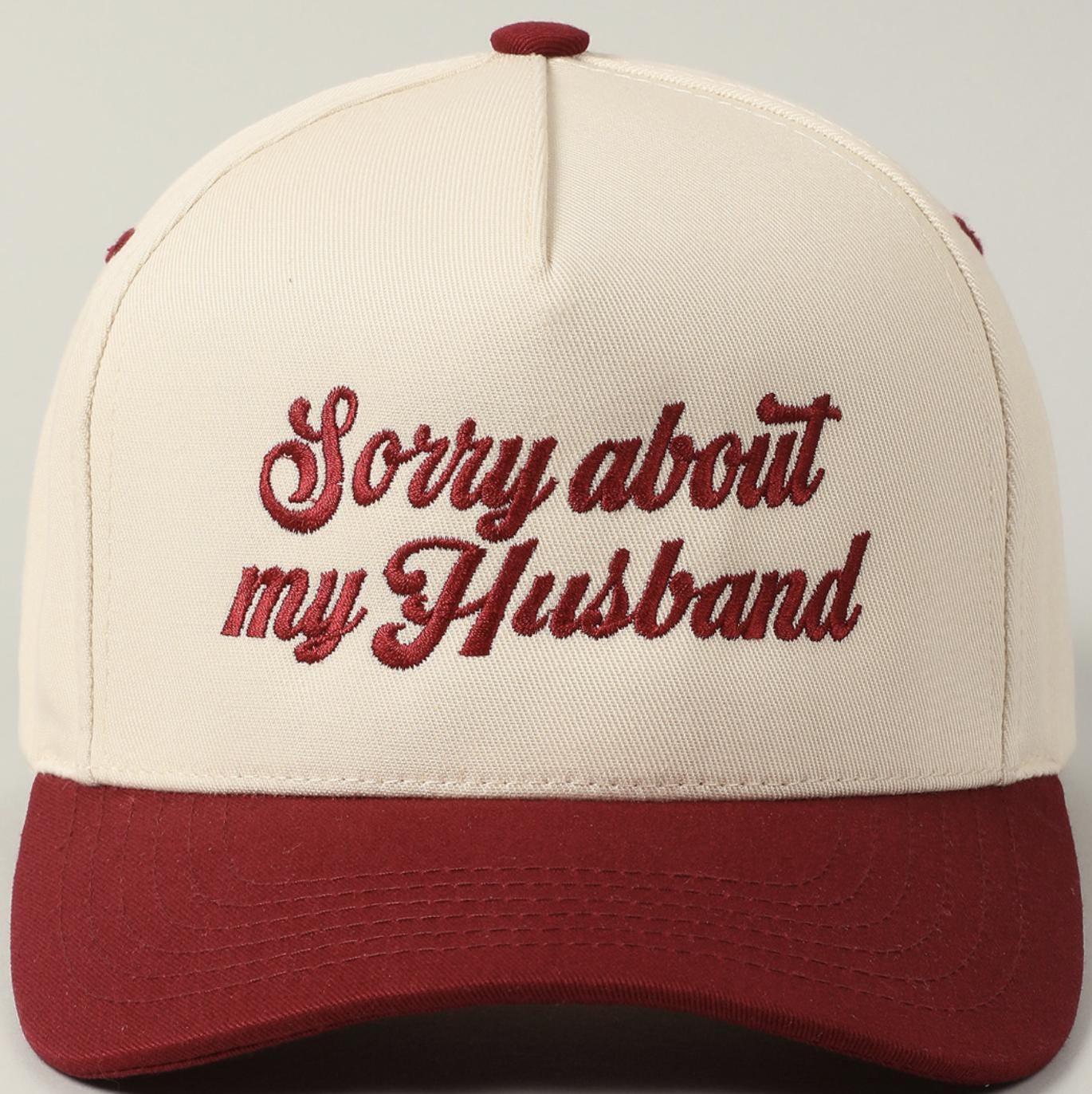 Sorry About My Husband Embroidery Two-Tone Canvas Trucker Hat, Sorry About My Husband Tab Cap, Sorry About My Husband Trucker Hat