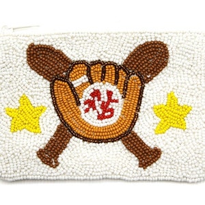 Baseball Handschuh Perlen Zip Beutel, Perlen Spiel Tag Beutel, Perlen Münzbeutel, Baseball Münztasche