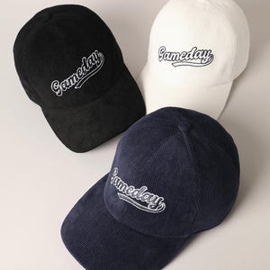 Game Day Hat, Gameday Script Text Outline Corduroy Cap, Gameday Corduroy Hat, Gameday Hats