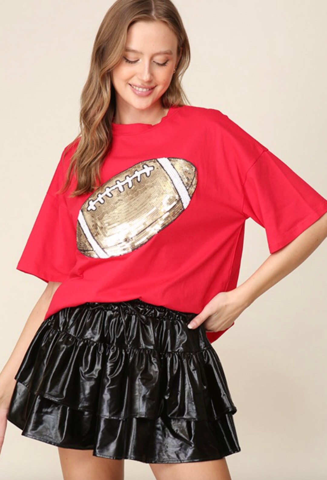 The Multi Sequin Football Game Day Top main image 1