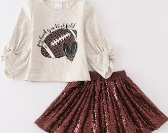 Mädchen Fußball Outfit, Fußball Pailletten Kurzer Rock Set, Fußball Pailletten Set, Mädchen Spieltag Fußballsets, Mädchen Spieltag Outfit