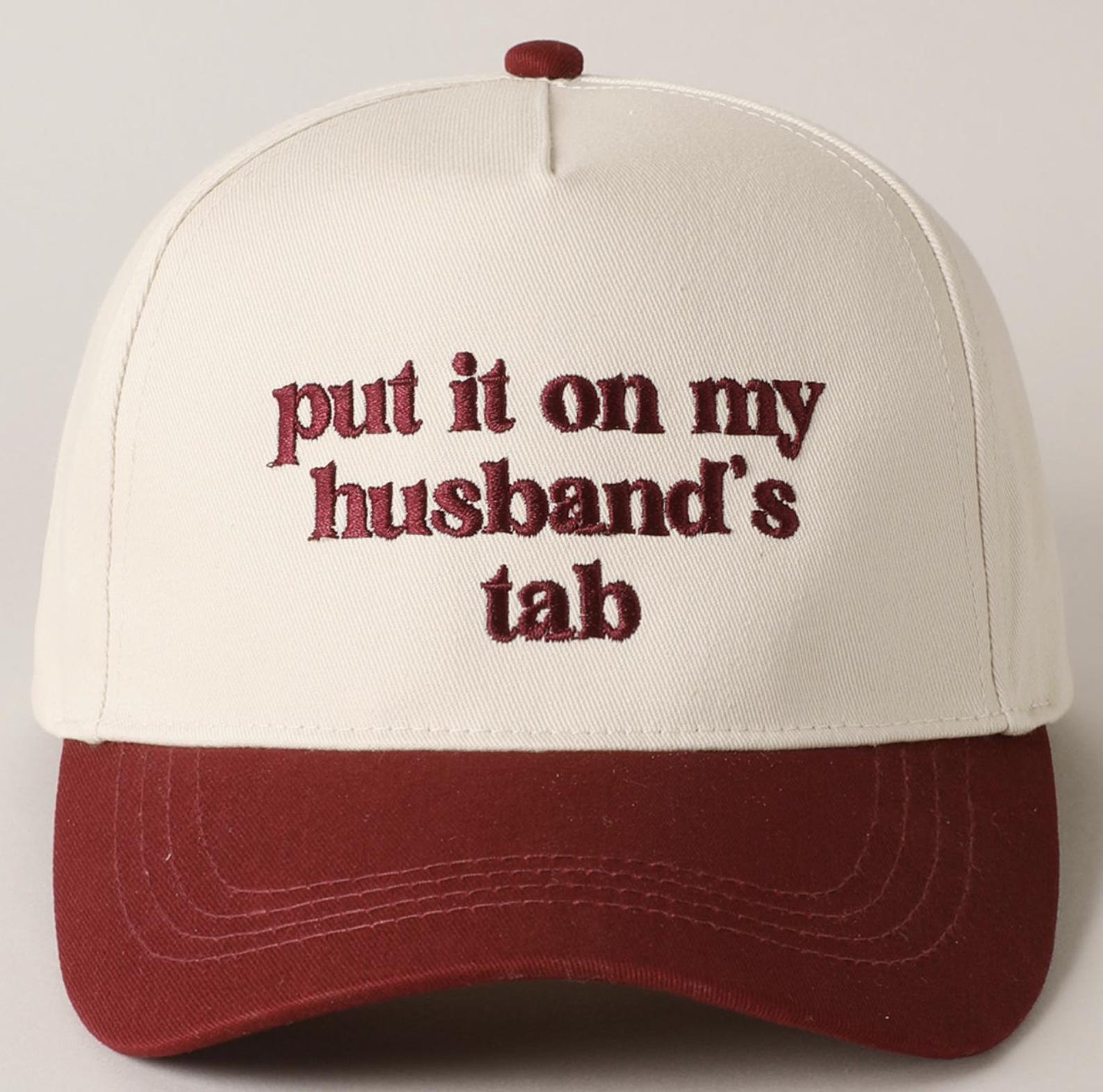 Put It On My Husband's Tab Embroidery Hat - Black