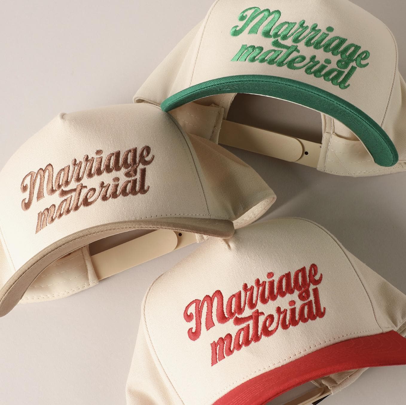 Bride Merch ‘Marriage Material\' Two-Tone Baseball Cap - Cream & Black Marriage Material Two Tone Trucker Hat, Marriage Material  main image 3