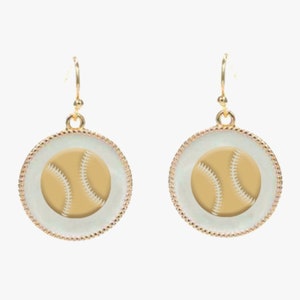 White Baseball Earrings, Baseball Earrings, Baseball Dangle Earrings, Baseball Game Day Accesories