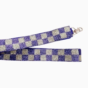 Purple and Gold Checkered Beaded Game Day Bag Strap, Beaded Bag Strap, Game Day Bag, Beaded Straps, Football Purse Strap, Beaded Strap