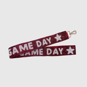 Maroon and White Game Day Bag Strap, Detachable Purse Strap, Beaded Bag Strap, Game Day Bag, Beaded Straps, Football Purse Strap